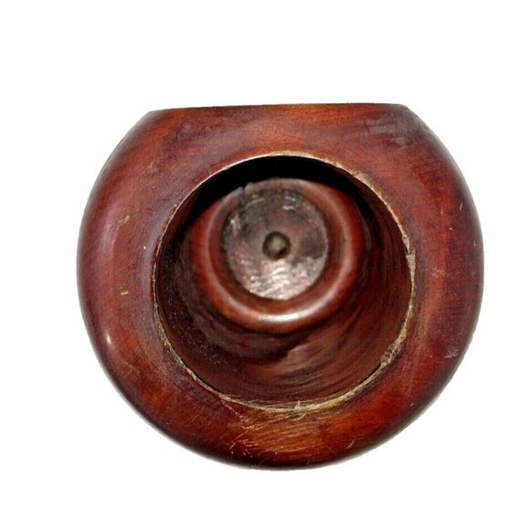 3.75” Petit Carved Wood Vase, Wall Snug Flat Side - Picture 6 of 16